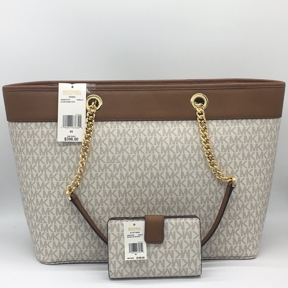 MICHAEL KORS SHANIA LARGE CHAIN TOTE & WALLET SET - Picture 2 of 8